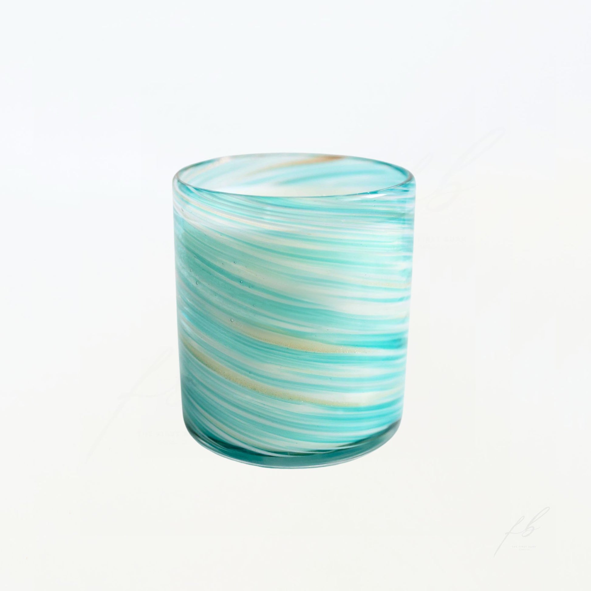 Teal Swirl Candle, 15 Oz - The First Burn Candle Co.