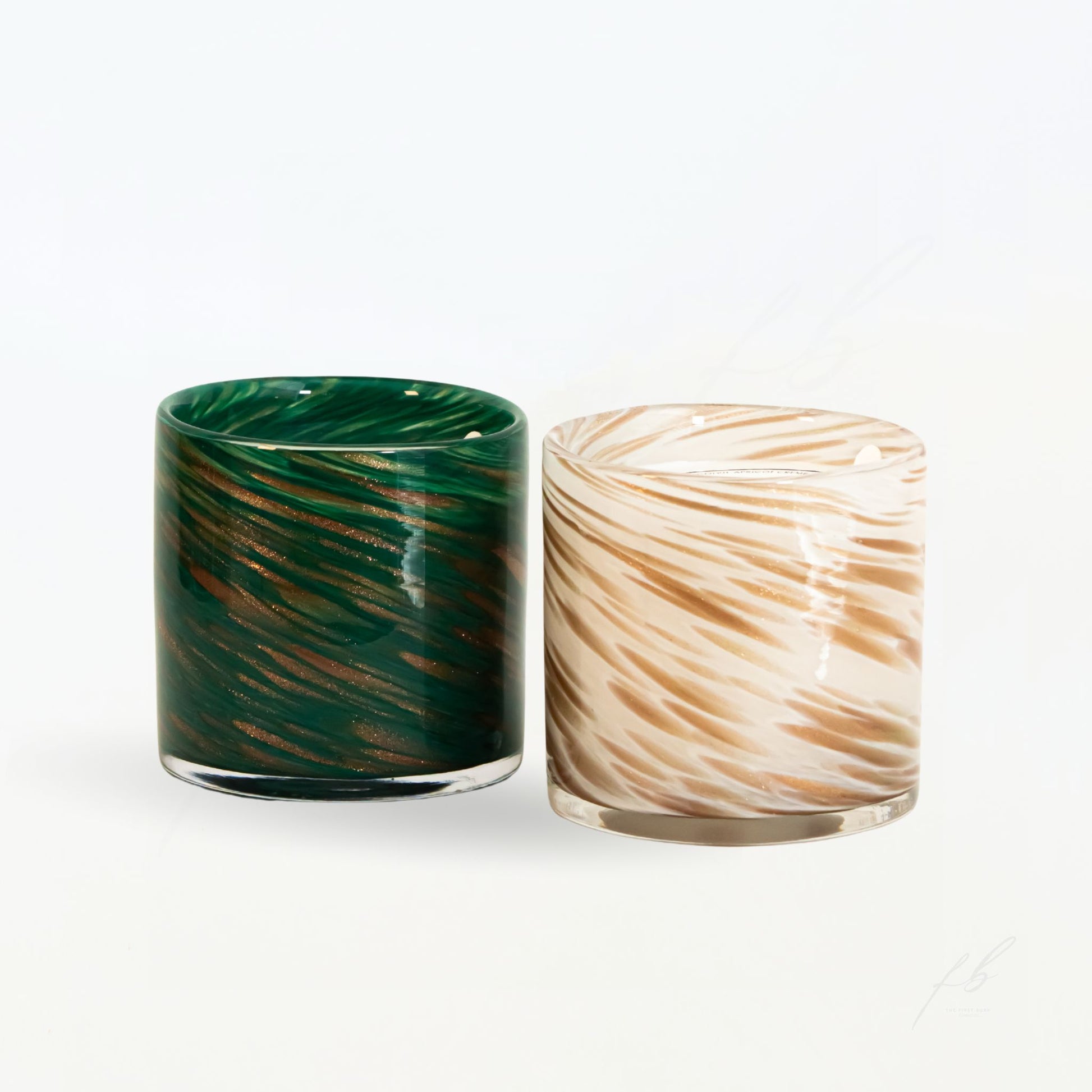 Candle Duo Holiday Gift Box Green and Gold by The First Burn Candle Co.