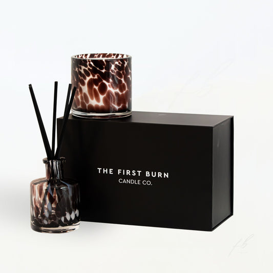 Deep Plum Holiday Gift Box Candle, Diffuser and Box by The First Burn Candle Co.