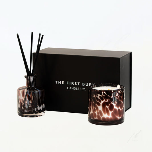 Deep Plum Holiday Gift Box Candle, Diffuser and Box by The First Burn Candle Co.