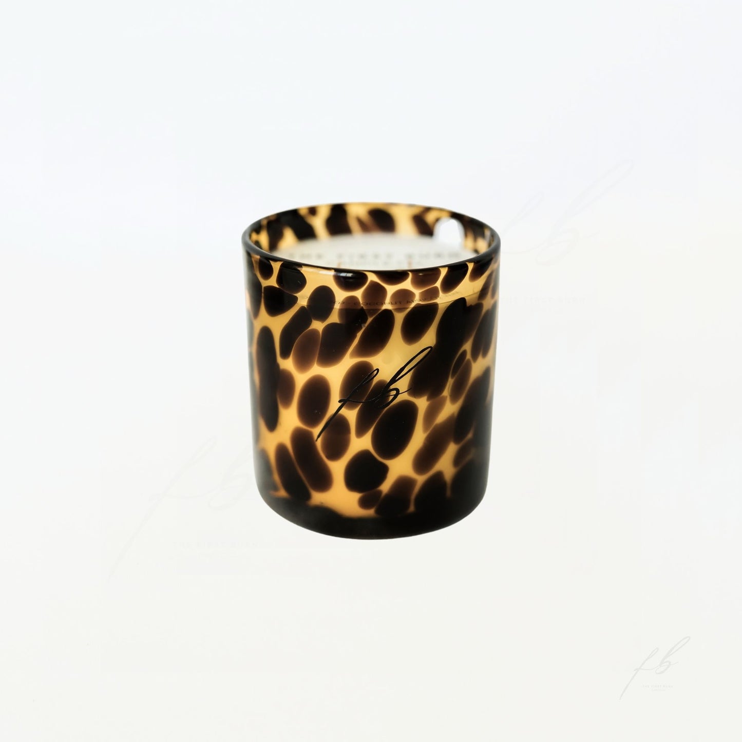 Leopard Candle with Logo, 8 Oz - The First Burn Candle Co.