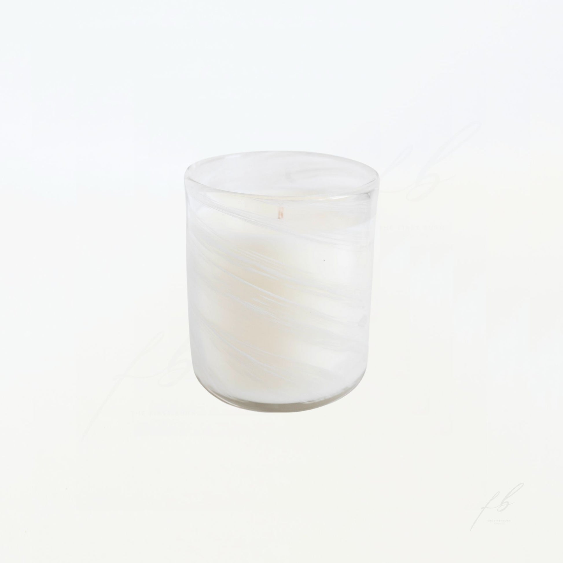 White Swirl Candle, 8 Oz - The First Burn Candle Co.